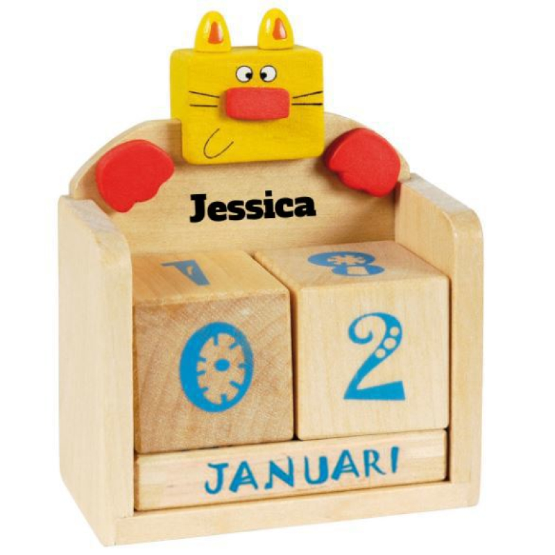 Houten kalender kinderen - Poes